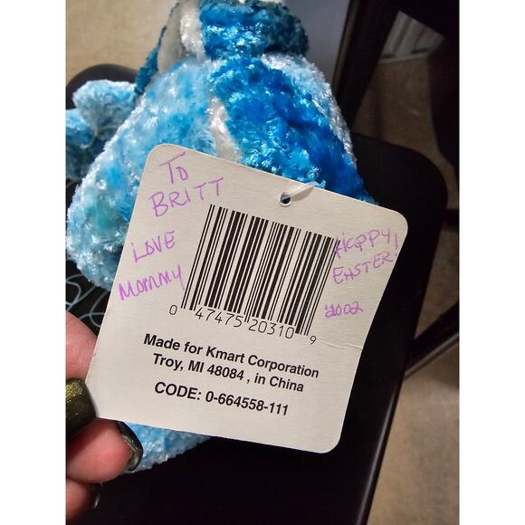 Vintage 1990s Dan Dee Blue Easter Bunny with Wire Basket - NWT - Picture 6 of 10